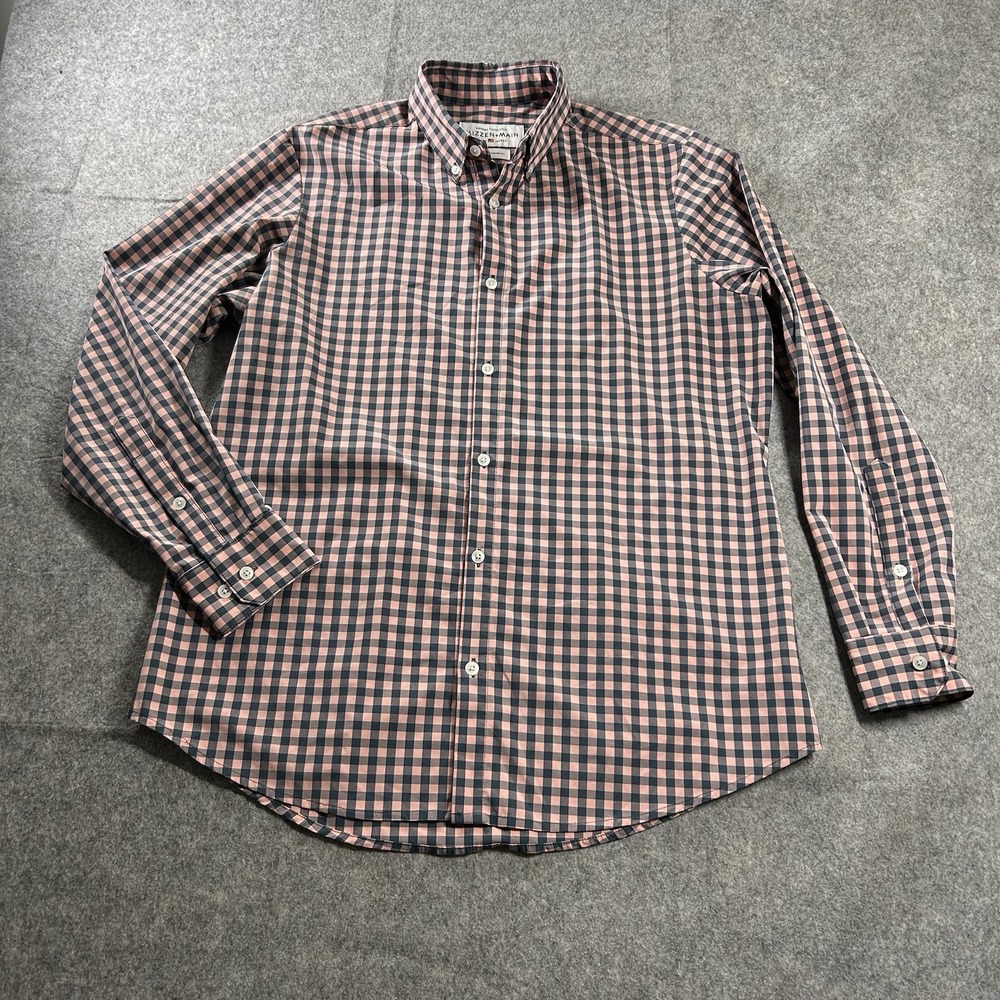 Mizzen + Main Shirt Mens Medium Leeward Gingham Plaid Standard Fit Stretch
